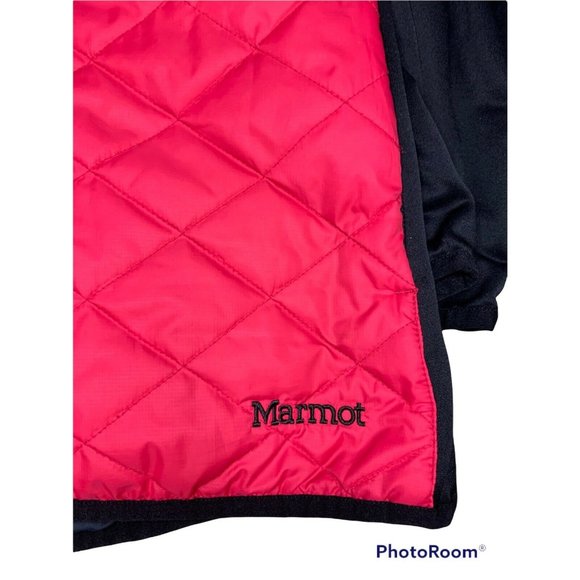 Marmot Womens Bright Pink & Black Polartec Fleece Light Puffer Jacket XL - Picture 2 of 5